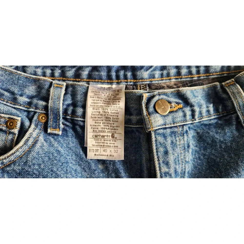 Carhartt B172 DST Relaxed Fit Flannel Lined Denim Jeans‎ Men's Size 40x32 - Flaw